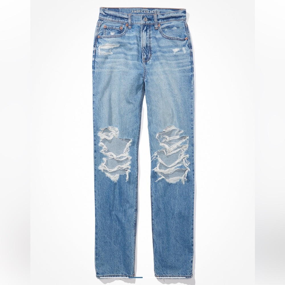 Plus Size AE Distressed Mom Jeans - Picture 3 of 4